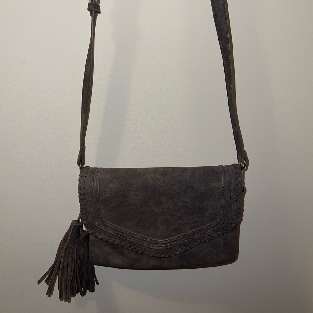 Grey cross body purse